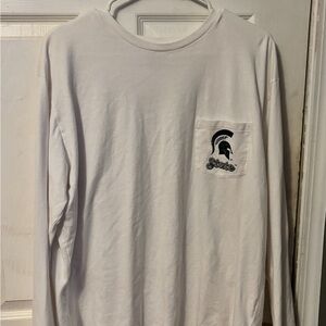 White Long Sleeve Shirt with Pocket